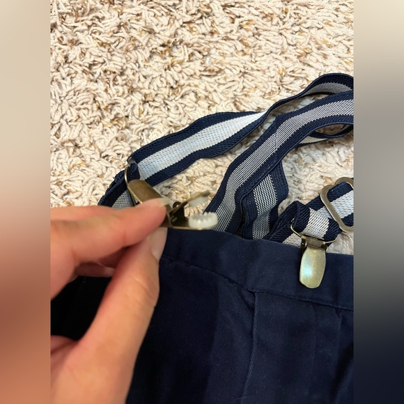 Little Bitty Pleated navy blue shorts with suspenders - Picture 8 of 10